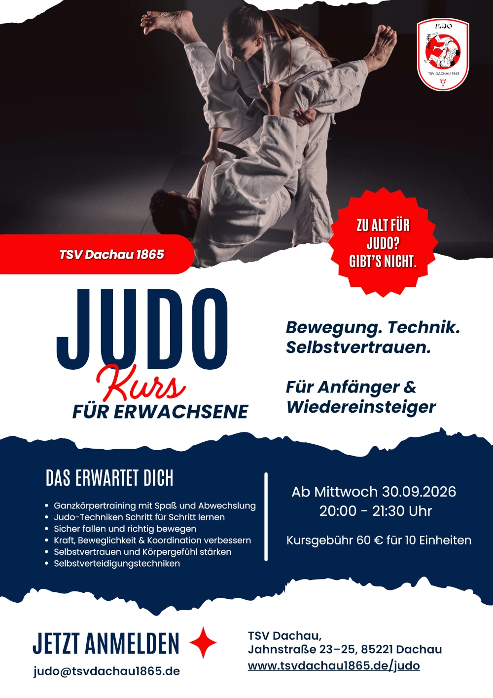 Anmeldung Anfängerkurse für Erwachsene
