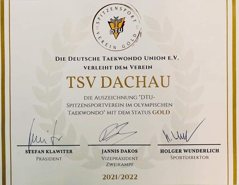 Taekwondo beim TSV Dachau 1865 - Status Gold